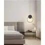 WEM Modern Bedside Pendant Lamps for Bedrooms Dimmable Led Ceiling Pendant Light Creative Metal Ring Bedroom Hanging Lamp Height Adjustable for Dining Room Table Living Room Shop,Black,A 12W