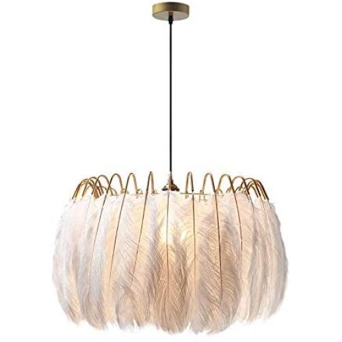 Modo Lighting White Feather Pendant Light 1 Light Modern Decor Chandelier Hanging Lights (17'')