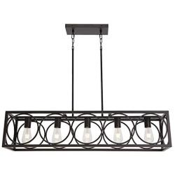 TODOLUZ Farmhouse 5-Light Rectangle Chandelier in Oil Rubbed Bronze Linear Pendant Light Fixture for Dining Room Kitchen Island