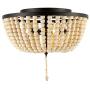 JONATHAN Y JYL9019B Allison 15'' Wood Beaded/Metal LED Flush Mount, Contemporary, Transitional, for Bedroom, Livingroom, Office, Black