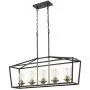 Emliviar Modern 5-Light Kitchen Island Pendant Light Fixture, Linear Pendant Lighting, Black and Gold Finish with Clear Glass Shade, P3033-5LP