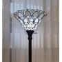 Tiffany Style Torchiere Standing Peacock Floor Lamp 72'' Tall Stained Glass Shade White Antique Vintage Light Bedroom Living Room Reading Antique Vintage Gift AM071FL11 Amora Lighting