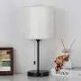 Bedside Table Lamp Modern Table Lamps Classic Nightstand Desk Light with Metal Base and White Cream Color Linen Fabric Shade for Bedrooms, Living Room, Cafe, Office