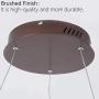 Harchee Modern LED Ring Chandelier Acrylic Round Shape Ceiling Light Fixture, Adjustable LED Circle Pendant Light with 1 Ring for Living Room, Dining Room, Warm White 3000K, Brown Finish, 23.6 inches