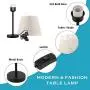 Bedside Table Lamps Set of 2, Modern Lamps Small Desk Lamps for Bedroom, Living Room with Ivory White Barrel Fabric Shade & Metal Base ( Without Bulb )