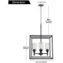 VINLUZ 4 Light Hanging Lantern Pendant Light Black Industrial Cage Dining Room Chandelier with Clear Glass Shade for Kitchen Foyer Entryway Dining Room
