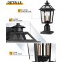 Beionxii Outdoor Post Lights | Exterior Post Lantern Pillar Light with 3-inch Pier Mount Adapter, Sand Textured Black with Clear Glass - A329P-2PK