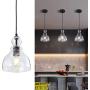 Industrial Pendant Lighting, 1-Light Adjustable Ceiling Lamp in Black Finish, Farmhouse Hanging Light Fixture with Clear Seeded Glass Shade for Dining Room, Living Room, Kitchen Island, 40W