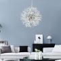 BOKT Modern Crystal Chandelier Golden Firework Pendant Light Fixtures with 7W G9 LED Bulbs, Dandelion Hanging Pedant Light for Living Room Dining Room Restaurant (Silver, 19.7''/ 50cm)