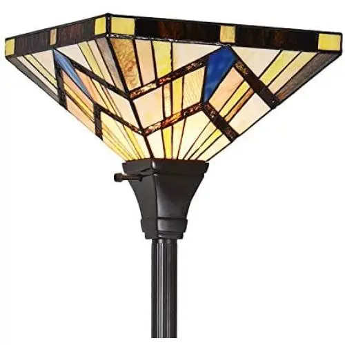 Tiffany Floor Lamp, Capulina Handcrafted Tiffany Style Torchiere Floor Lamp, Tiffany Style Floor Light, Stained Glass Floor Lamp, Floor Lamp Tiffany (Tall: 70 x W14.2 inches)