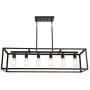 6 Light VINLUZ Classic Kitchen Island Pendnat Light Oil Rubbed Bronze Linear Adjustable Rectangle Chandelier for Dining Room Kitchen