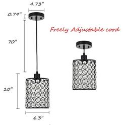 MonDaufie 2 Pack Chandelier Crystal Pendant Light, Black Hanging Crystal Ceiling Pendant Lighting Fixture with Adjustable Long Cord for Kitchen Island Living Room Bathroom Living Room