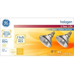 GE Halogen Flood Light Bulbs, Energy Efficient PAR38 Flood Lights, 80-Watt, 1600 Lumen, Medium Base, White, 2-Pack Spotlight Bulb, Indoor and Outdoor Flood Light Bulb