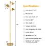 Tangkula 3-Light Floor Lamp, 64” Mid Century Modern 3 Light Tree, Standing Tall Pole Lamp with 3 LED Bulbs and Adjustable Heads, Reading Light for Living Room & Bedroom, 360 Lighting (Antique Brass)