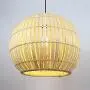 LITFAD Beige Globe Hanging Lamp Pastoral Single Light Rattan Pendant Light Decorative Ceiling Hanging Light for Dining Room Restaurant Hallway Corridor - 16'' (40 cm)