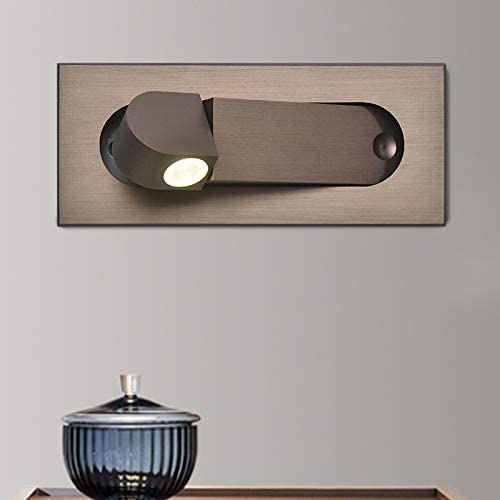 LITFAD Ellipse Rotating Flush Mount Wall Sconce Minimalist Aluminum Coffee LED Wall Reading Light in Warm Light for Living Room Bedroom Corridor Stairway