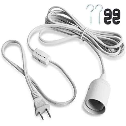 JACKYLED Extension Hanging Lantern Cord Cable UL 1-Pack 12Ft 360W with E26 E27 Socket Gear Switch + Hooks + 2-Prong US AC Power Plugs Pendant Lighting Bulb Lamp for Kitchen Bedroom Bathroom JACKYLED Extension Hanging Lantern Cord Cable UL 1-Pack 12Ft 360W with E26 E27 Socket Gear Switch + Hooks + 2-Prong US AC Power Plugs Pendant Lighting Bulb Lamp for Kitchen Bedroom Bathroom
