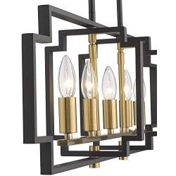 Emliviar 5-Light Island Lighting, Modern Kitchen Dining Room Light Fixtures, Black and Gold Finish, JE1981-5LP BK+G