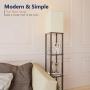 Addlon LED Modern Shelf Floor Lamp with White Lamp Shade and LED Bulb - Display Shelves Floor Lamps for Living Room Bedroom and Office - Classic Black