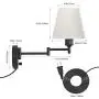 Plug in Wall Sconce Set of 2, Swing Arm Wall Lamp with Linen Lampshade, Modern Reading Wall Light Fixtures for Hallway Bedroom Living Room Plug in Wall Sconce Set of 2, Swing Arm Wall Lamp with Linen Lampshade, Modern Reading Wall Light Fixtures for Hallway Bedroom Living Room