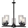 Doowin Chandelier Dining Room Lighting Fixtures Hanging, 5 Light Modern Chandelier Light Fixture Ceiling Light Dining Room Lights Black Finished with Clear Glass Lampshade for Entryway Foyer Kitchen