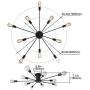 KOSTOMO 10 Lights Chandelier Light Fixture Industrial Metal Sputnik Flush Mount Light Ceiling Black Mid Century Modern Light Fixture Ceiling Lamp for Living Room (Black-10 Lights) KOSTOMO 10 Lights Chandelier Light Fixture Industrial Metal Sputnik Flush Mount Light Ceiling Black Mid Century Modern Light Fixture Ceiling Lamp for Living Room (Black-10 Lights)