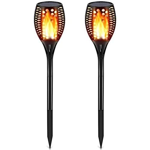 TomCare Solar Lights Upgraded, Waterproof Flickering Flames Torches Lights Outdoor Solar Spotlights Landscape Decoration Lighting Dusk to Dawn Auto On/Off Security Torch Light for Patio Driveway (2)