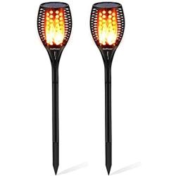 Solar Lights Outdoor Waterproof Dancing Flickering Flames Torches Lights 96 LED Landscape Decoration Lighting Dusk to Dawn Auto On/Off Solar Security Spotlight for Garden, Patio, Yard, Driveway-2 Pack