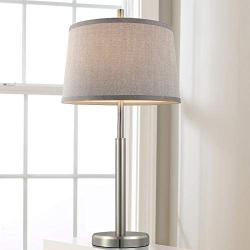 Oneach Modern Table Lamp for Living Room Nightstand & Side 28.75“ Table Lamp with Drum Shade Bedside Light for Bedroom Study Office (Silver)
