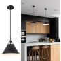 Modern Pendent Light Fixture with Leather and Iron Finish, 1-Light Hanging Light for Kitchen Island Dining Room Bedroom Living Room,UL Listed Wires,Black, by YIFI