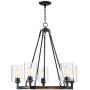 Garamond Bronze Wood Wagon Wheel Chandelier 26 3/4'' Wide Rustic Farmhouse Clear Glass 5-Light Fixture for Dining Room House Foyer Kitchen Island Entryway Bedroom Living Room - Franklin Iron Works