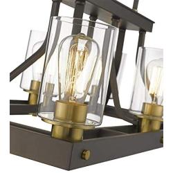 Emliviar 6-Light Vintage Island Pendant Light, Rustic Dining Room Chandelier in Oil Rubbed Bronze Finish, YCE1901-6 ORB+BG