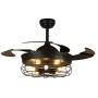 NOXARTE Industrial Ceiling Fan with Lights and Remote Control Reverse Retractable Blades Chandelier Lighting Fixture for Bedroom Living Room 36 Inch