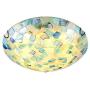 VinDeng Glass Blue Ceiling light Flush mount, E26 2-lights Tiffany style Ceiling lamp With Shell Decor Mediterranean Round Light fixture For Bedroom Dining room Restaurant-30CM