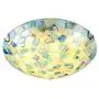 VinDeng Glass Blue Ceiling light Flush mount, E26 2-lights Tiffany style Ceiling lamp With Shell Decor Mediterranean Round Light fixture For Bedroom Dining room Restaurant-30CM