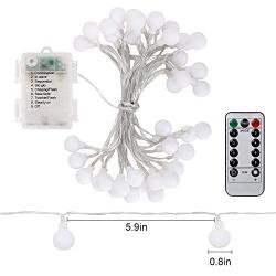 Globe String Lights, 40 LED 20 Feet 8 Modes Waterproof Battery Operated Fairy String Lights with Remote and Timer for Indoor Outdoor Christmas Birthday Party Garden Bedroom Decoration(Warm White)