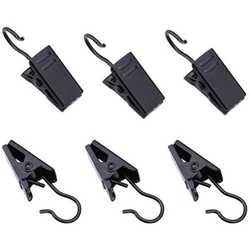 Coideal 100 Pack Stainless Steel Curtain Clip String Party Lights Hanger Wire Holder for Home Decoration, Photos, Art Craft Display and Outdoor Activities Supplies (Black)