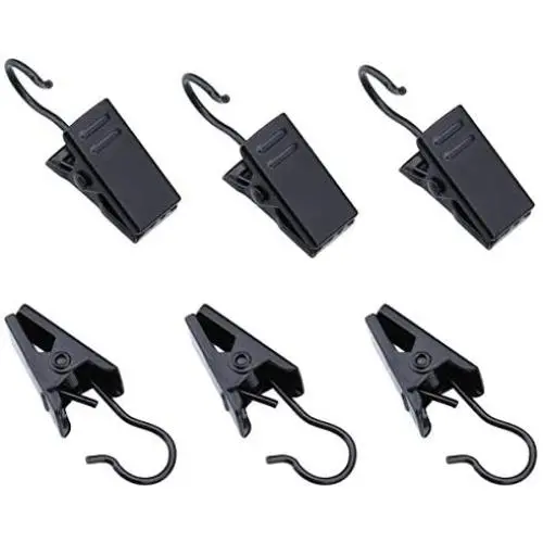 Coideal 100 Pack Stainless Steel Curtain Clip String Party Lights Hanger Wire Holder for Home Decoration, Photos, Art Craft Display and Outdoor Activities Supplies (Black)