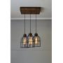 West Ninth Vintage Old Elm Wood Multi Pendant Farmhouse Chandelier - 3 Sockets with Black Cages
