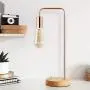 Rose Gold Table Lamp - Industrial Nightstand Lamp, Modern Desk Lamp with Wood Base for Bedroom Living Room Guest Room Coffee Table Dressers