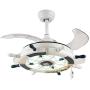 LITFAD Modern LED Ceiling Light Nordic Cool Light Nautical Style Anchor Hanging Ceiling Fan with Invisible Blade Flushmount Pendant Light in White Finish for Living Room Kids Bedroom Childrens Room