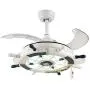 LITFAD Modern LED Ceiling Light Nordic Cool Light Nautical Style Anchor Hanging Ceiling Fan with Invisible Blade Flushmount Pendant Light in White Finish for Living Room Kids Bedroom Childrens Room