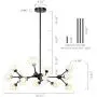 Lampundit 12 Light DNA Chandelier LED Lighting with 12 G9 Bulb, Modern Chandelier with Globe Glass Shade, Mid-Century Modern Ceiling Light Fixture for Dining Room Living Room Bedroom Kitchen - Black