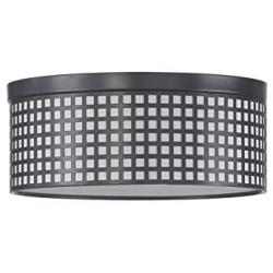 2 Light 10'' Metal Square Grid Printing Black Finish semi Flush Mount Ceiling Light, Chandelier for Living Room Dining Room Bedroom