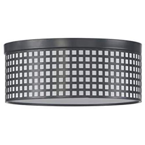 3-Light 12'' Metal Square Grid Printing Black Finish Mini semi Flush Mount Ceiling Light, Chandelier for Living Room Dining Room Bedroom