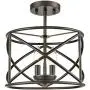 Industrial Metal Drum Black Semi-Flush Mount Ceiling Light for Dining Room, Kitchen, Hallway, Entry, Foyer, Living Room,2-Light