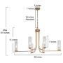 Gold Chandelier, Dining Room Chandelier with Clear Glass, Modern 6-Light Brass Hanging Light Fixture for Kitchen Island, Living Room, 36 inches