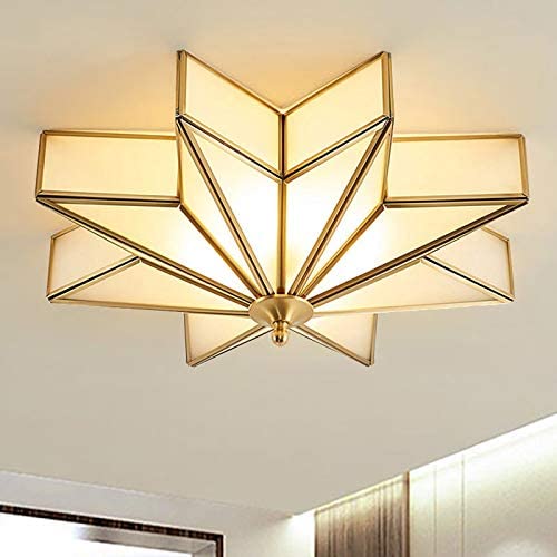 LITFAD Modern 4-Light LED Ceiling Lamp Beveled Frosted Glass Flush Mount Lighting Fixture Traditional Brass Star Close to Ceiling Light Decorative Pendant Light for Hotel Hall Bedroom Living Room LITFAD Modern 4-Light LED Ceiling Lamp Beveled Frosted Glass Flush Mount Lighting Fixture Traditional Brass Star Close to Ceiling Light Decorative Pendant Light for Hotel Hall Bedroom Living Room