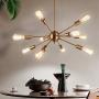 LIGHTESS Sputnik Pendant 10 Light Vintage Sputnik Chandelier Semi Flush Mount Chandelier Ceiling Light for Kitchen Dining Living Room, Gold Brass, E26 Base (Bulb Not Included)