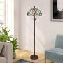 Capulina Tiffany Style Floor Light, Victorian Style Tiffany Pole Lamp, 2 Light Tiffany Floor Lamp, 18 Inches Wide Stained Glass Floor Lamps, Standing Lamp, Leaded Glass Floor Lamp (Tall: 66 inches)